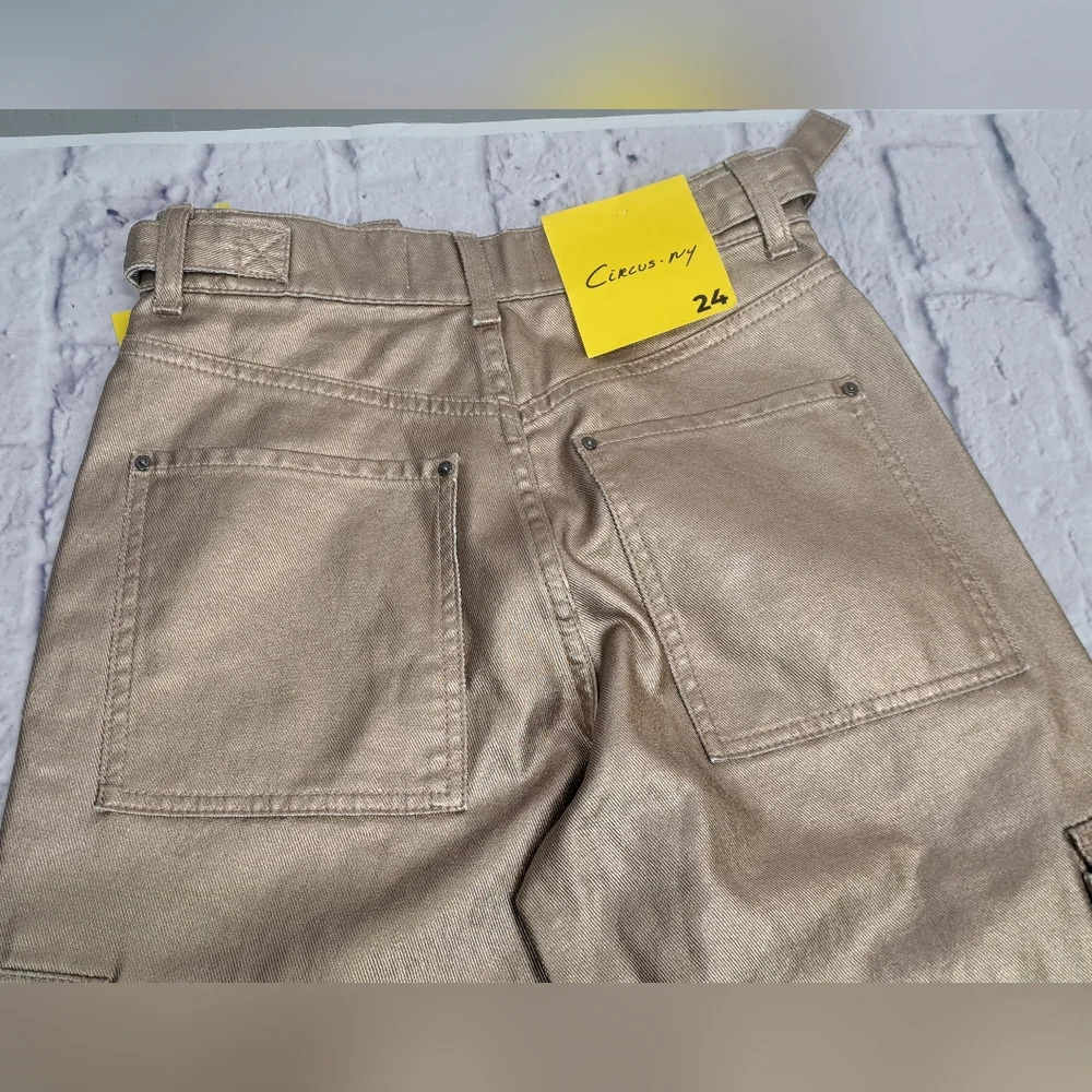 NWT Circus NY Slouchy Cargo Jeans Gold Metallic High waist Wide  Leg sz 24 - Picture 13 of 16